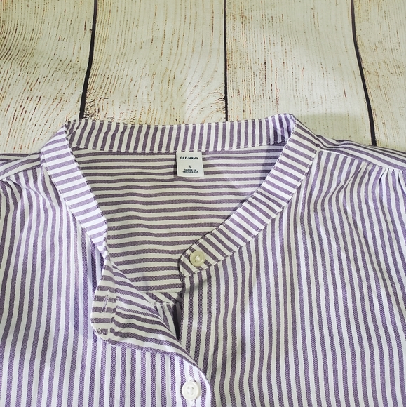 Old Navy Striped BLOUSE (ONLY), Large, Purple and White - Picture 5 of 6